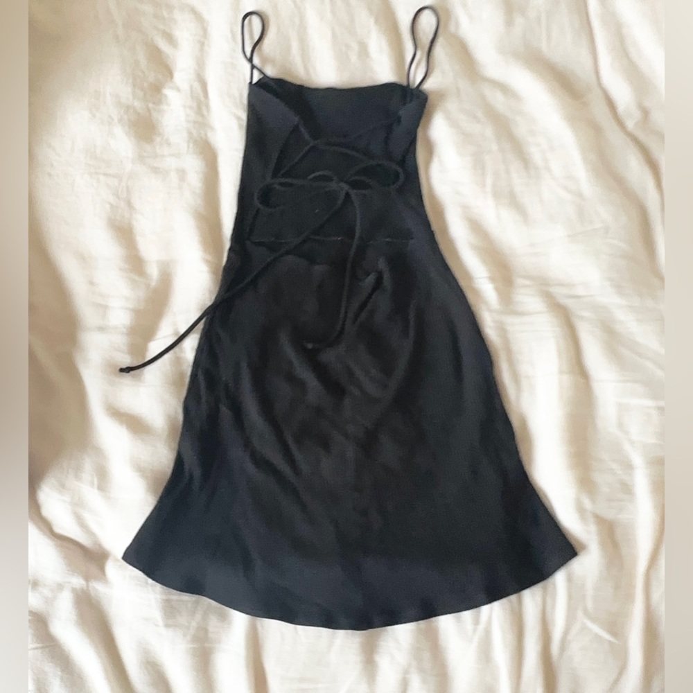 Square neck ribbed strappy back Reformation Mini Dress
